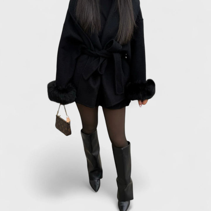 Catherine™|Elegant Woolcoat with Eco-fur Details