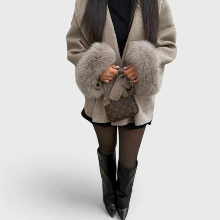 Catherine™|Elegant Woolcoat with Eco-fur Details