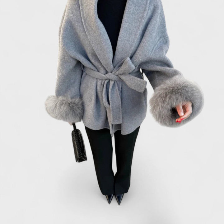 Catherine™|Elegant Woolcoat with Eco-fur Details