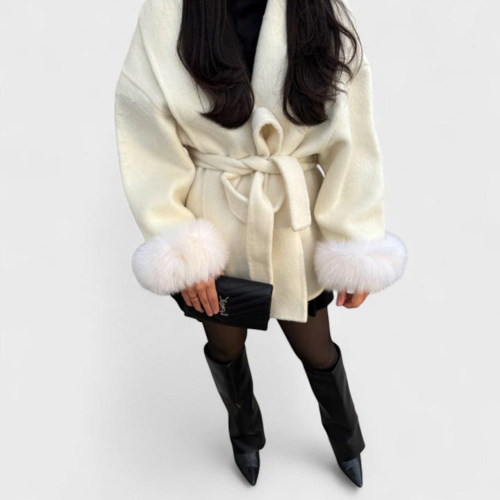 Catherine™|Elegant Woolcoat with Eco-fur Details