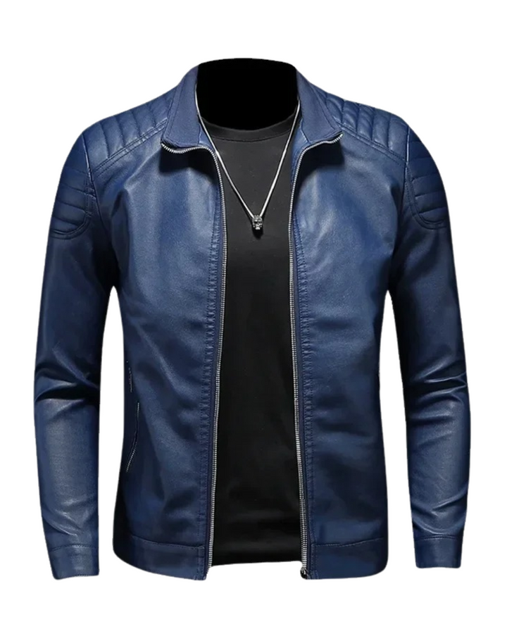 Stand Collar Leather Jacket