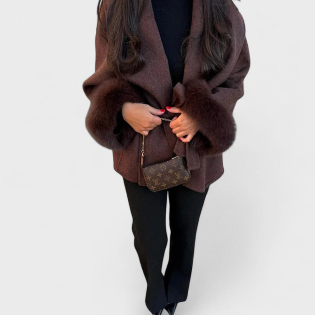 Catherine™|Elegant Woolcoat with Eco-fur Details