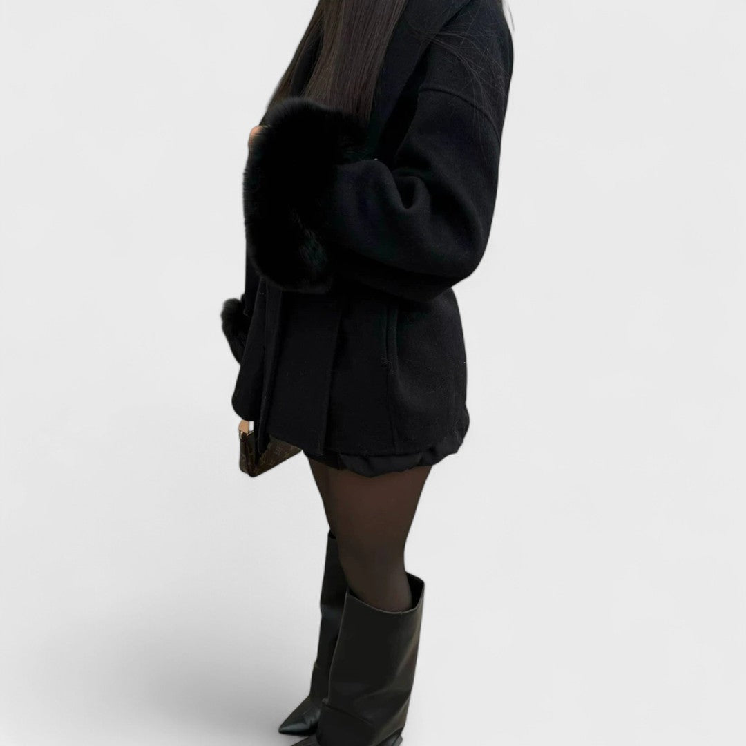 Catherine™|Elegant Woolcoat with Eco-fur Details